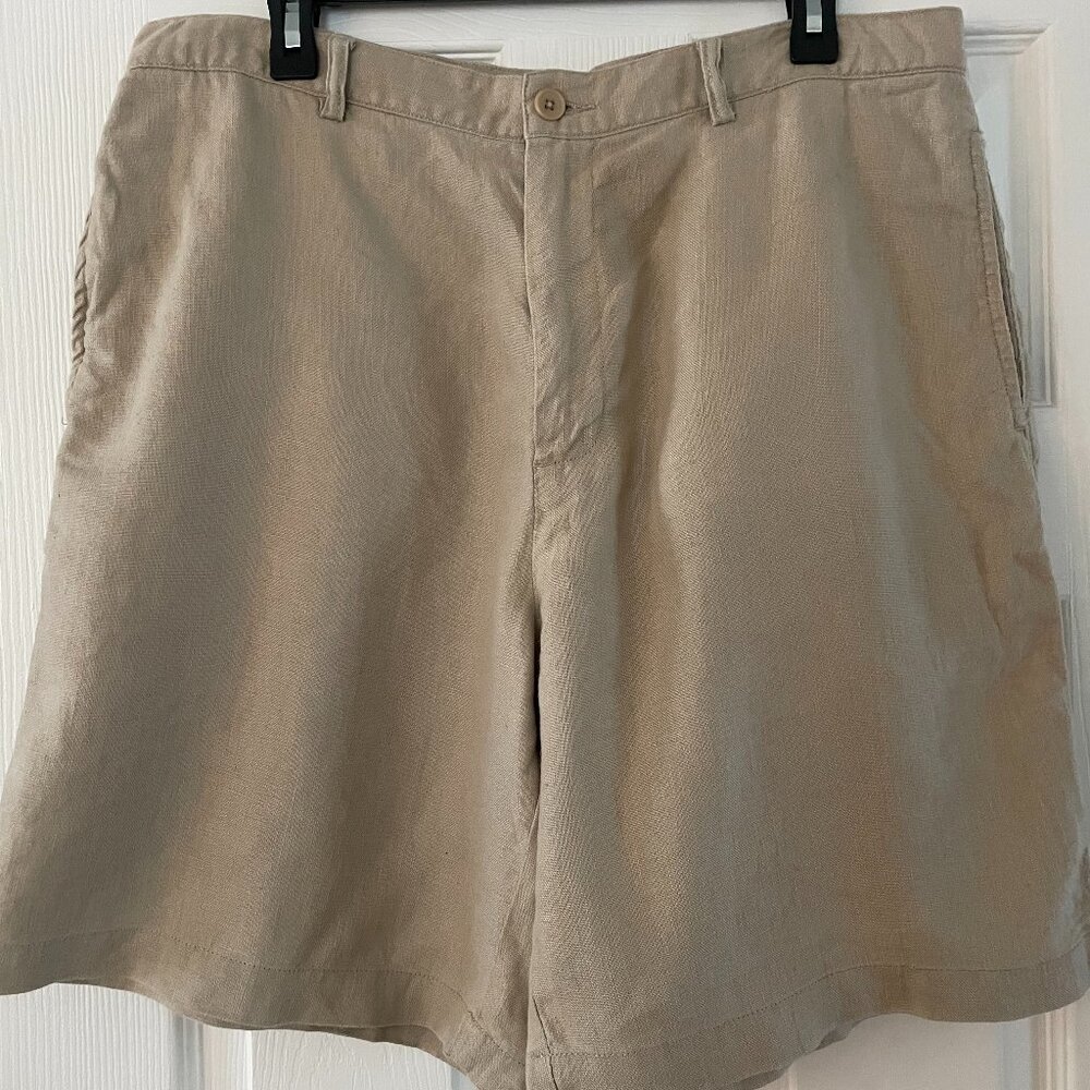 100% linen shorts - J.Crew, men’s 35, tan, 9-inch inseam